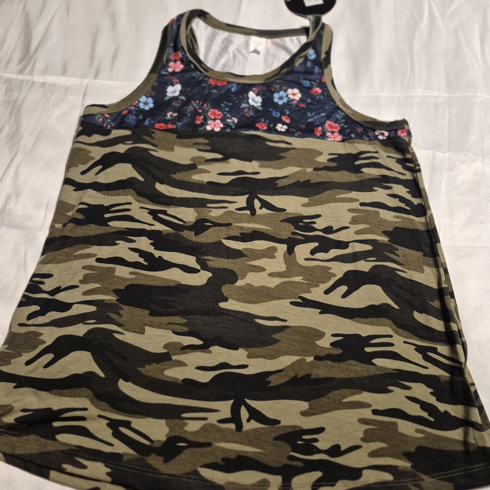 Floral and Camo Tank Top